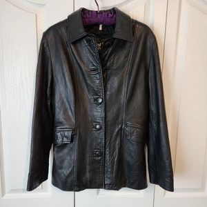 Womens black leather jacket